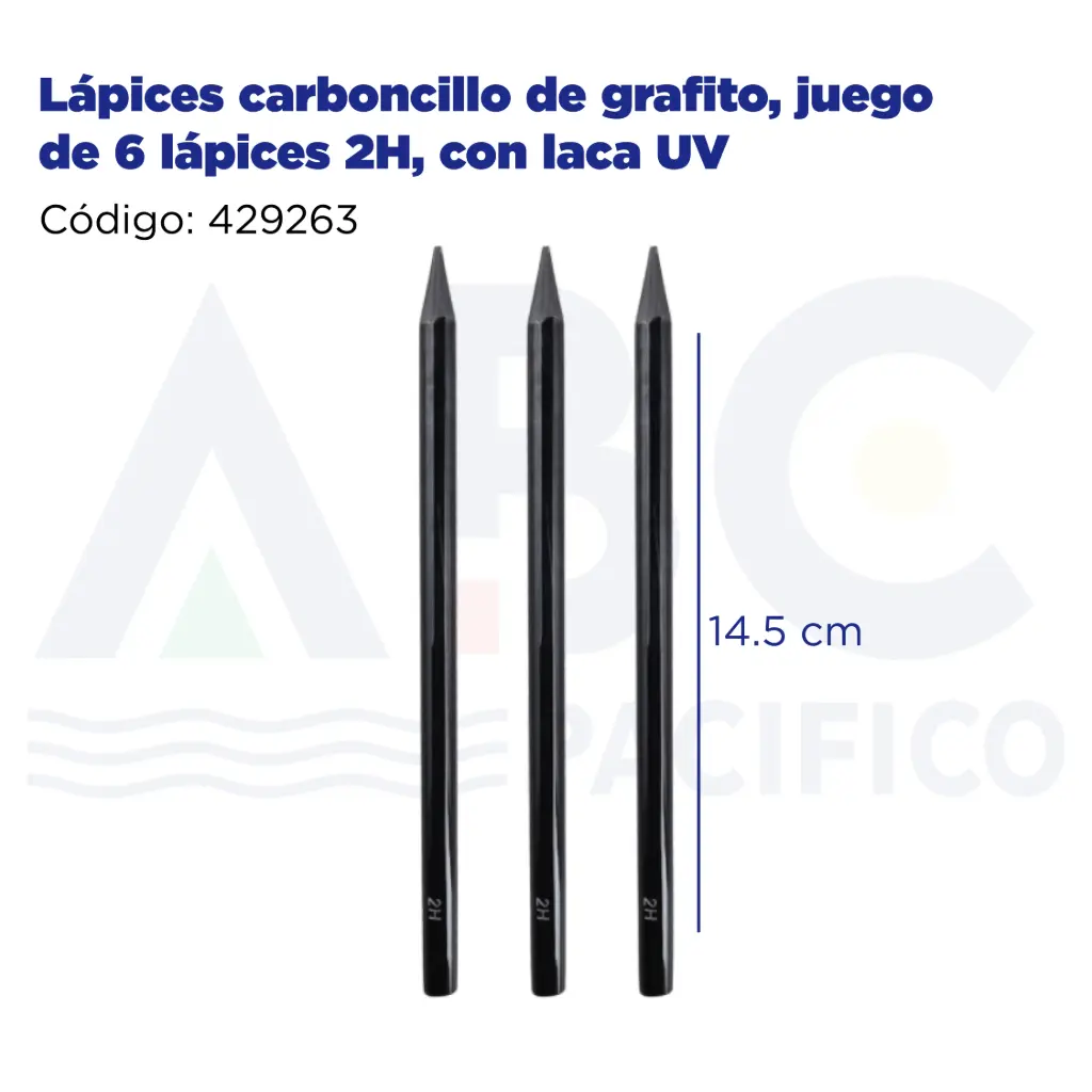 Lápices carboncillo  de grafito, juego de 6 lápices 2H, con laca UV
