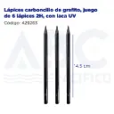 Lápices carboncillo  de grafito, juego de 6 lápices 2H, con laca UV