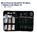 Kit profesional de grafito 43 piezas + Cuaderno de dibujo A5
