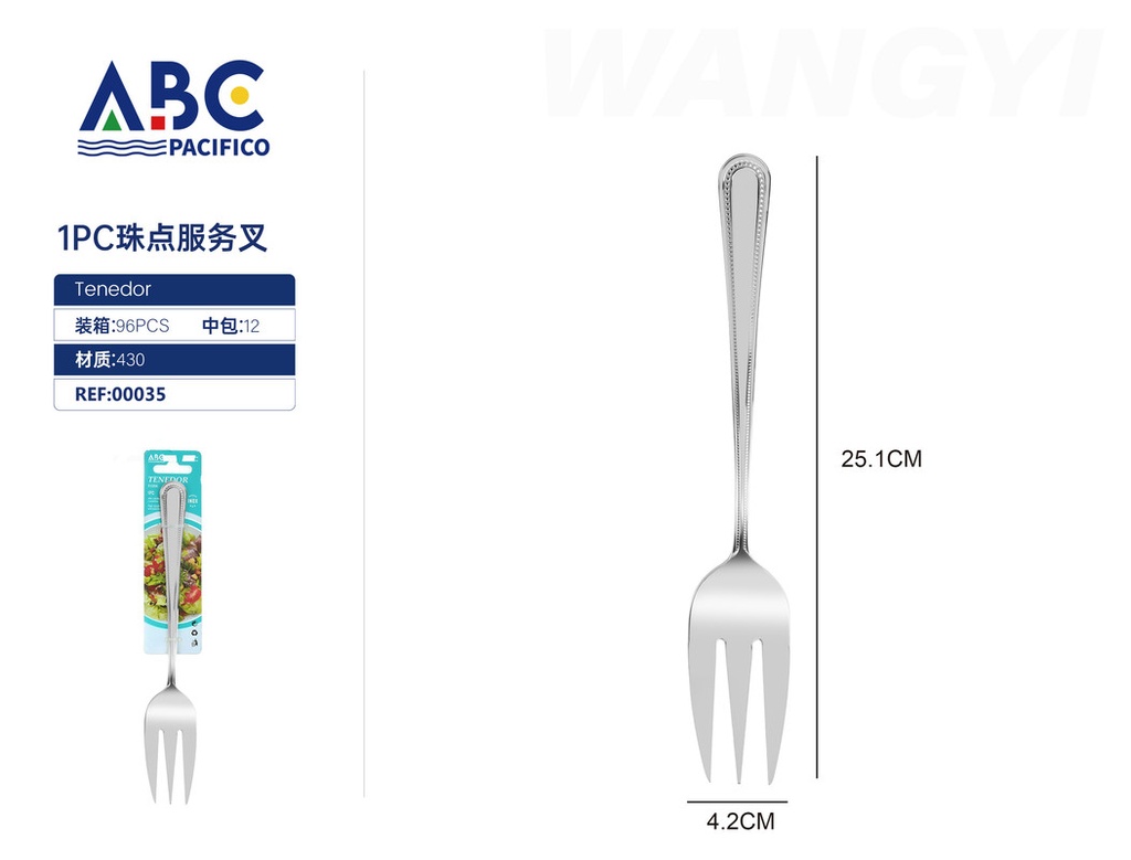 Tenedor de ensalada para servir con mango redondo punteado