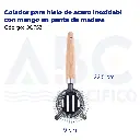 Colador para hielo de acero inoxidable con mango en punta de madera