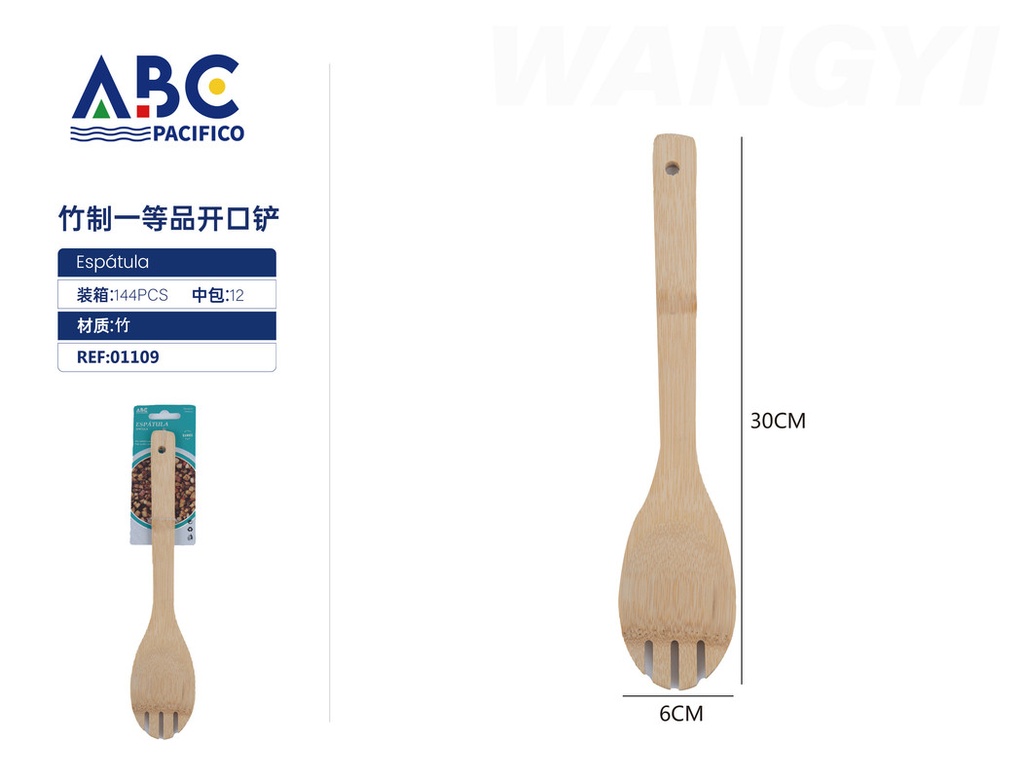 Pala ranurada para cocina de madera de bambú 30*6 cm