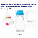 [01359] Frasco para especias cuadrado de vidrio con tapa perforada en forma de flor