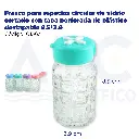 Frasco para especias circular de vidrio cortado con tapa perforada de plástico destapable 8.5*3.9