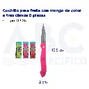 Cuchillo para fruta con mango de color a tres clavos 6 piezas