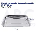 Charola rectangular de acero inoxidable 36*27*4.8 cm