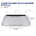 Charola rectangular de acero inoxidable 50*35*2 cm