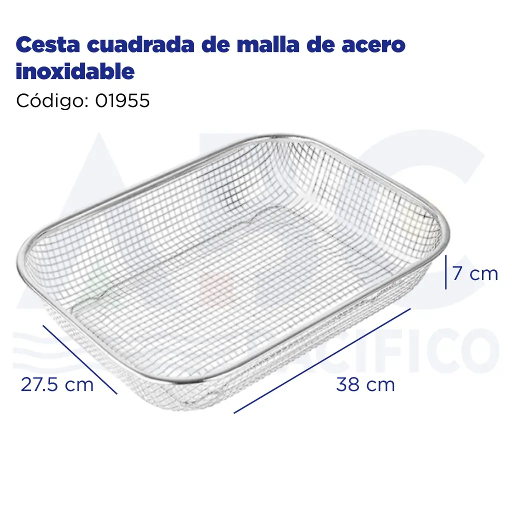 Cesta cuadrada de malla de acero inoxidable