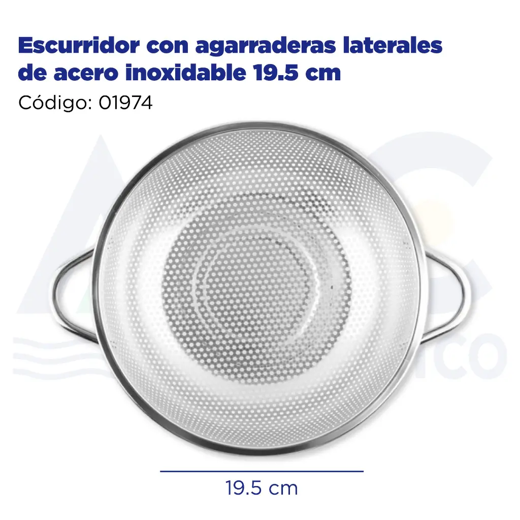 Escurridor con agarraderas laterales de acero inoxidable 19.5 cm