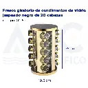 Frasco giratorio de condimentos de vidrio jaspeado negro de 20 cabezas