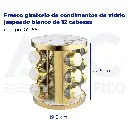 Frasco giratorio de condimentos de vidrio jaspeado blanco de 12 cabezas