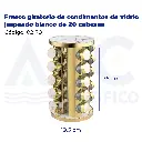 Frasco giratorio de condimentos de vidrio jaspeado blanco de 20 cabezas