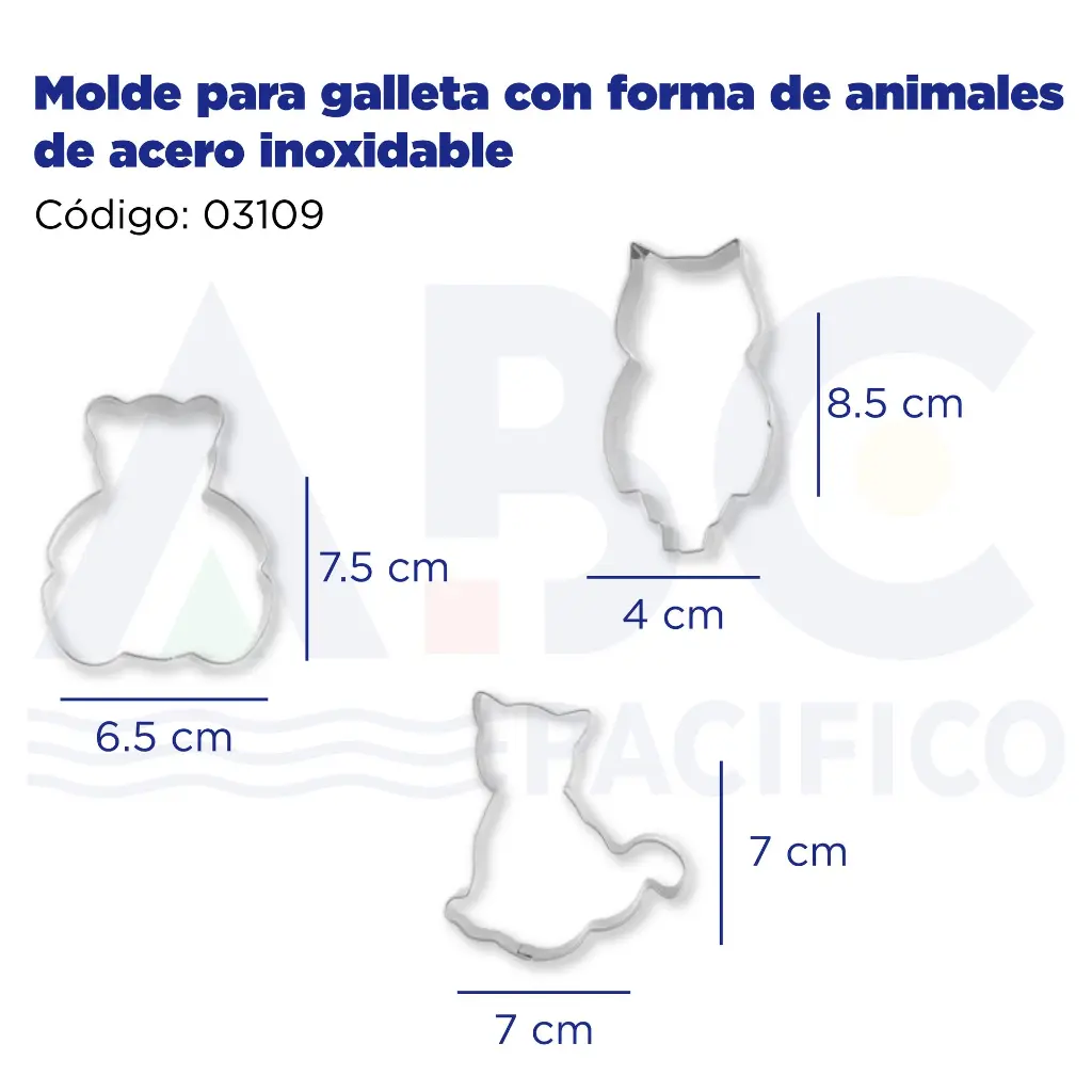 Molde para galleta con forma de animales de acero inoxidable