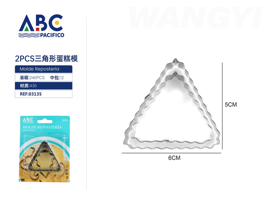 Molde para reposteria triangular de acero inoxidable