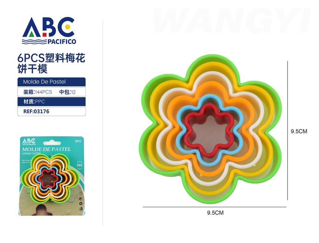 Molde para galletas en forma de flor de plástico 9.5*9.5 cm 6 piezas