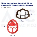 Molde para galletas de pollo 9*7.6 cm y huevos 9.1*7 cm de plástico 2 piezas