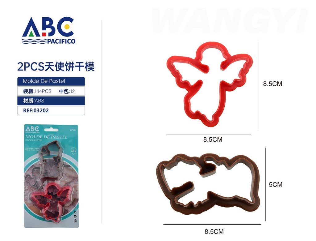Molde para galletas de ángel rojo 8.5*8.5 cm y ángel cafe 5*8.5 cm de plástico