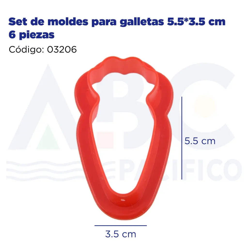 Set de moldes para galletas 5.5*3.5 cm 6 piezas