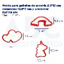 Molde para galletas de arcoiris 5.5*12 cm corazónes 13.5*9 cm y unicornio 11.5*7.5 cm de