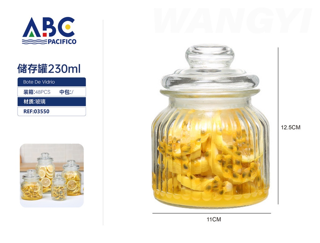 Frasco de vidrio para almacenaje con tapa de presión 230ml