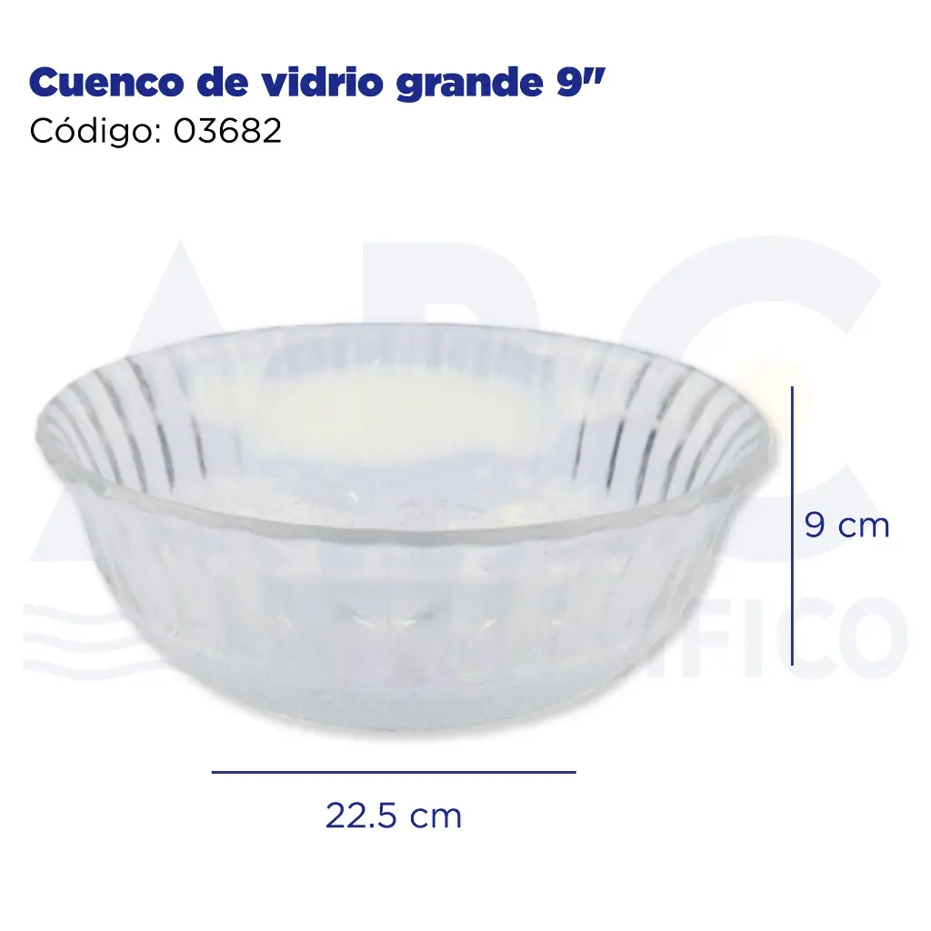Cuenco de vidrio grande 9"