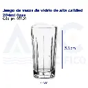 Juego de vasos de vidrio de alta calidad 294ml 6pzs