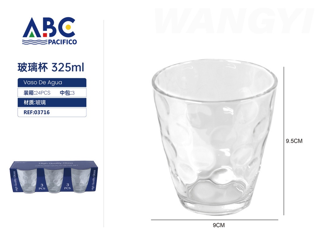 Juego de vasos de vidrio 3pzs 325ml