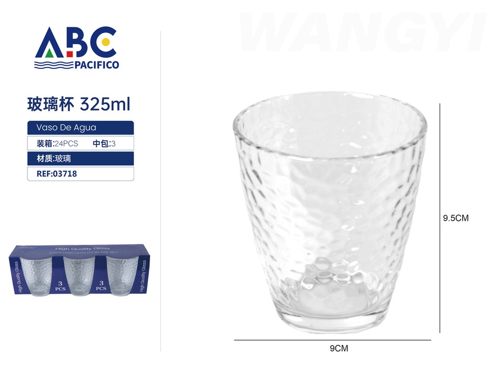 Juego de vasos de vidrio 3pzs 325ml