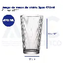 Juego de vasos de vidrio 3pzs 470ml