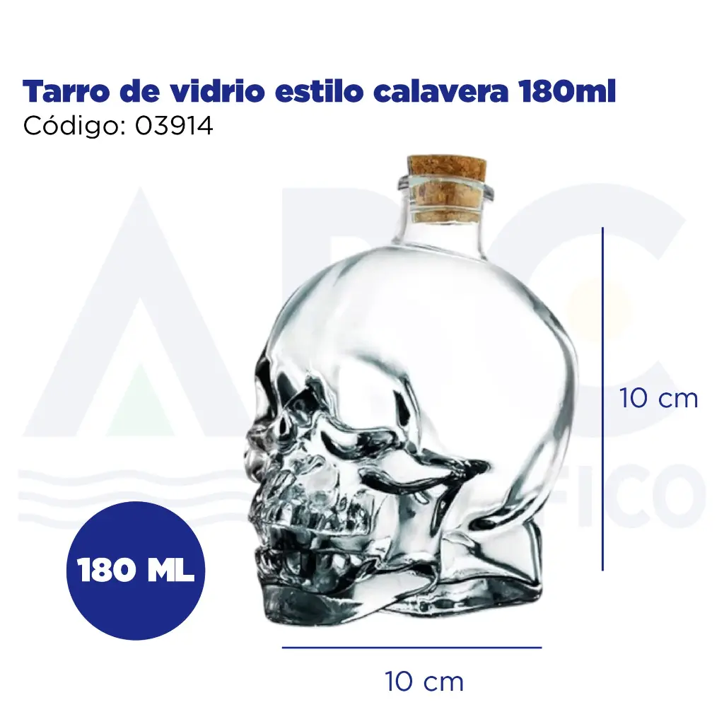 [03914] Tarro de vidrio estilo calavera 180ml