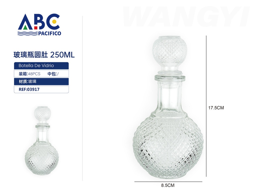 Botella de vidrio vientre redondo 250ml