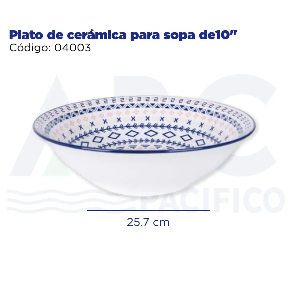 Plato de cerámica para sopa de10"
