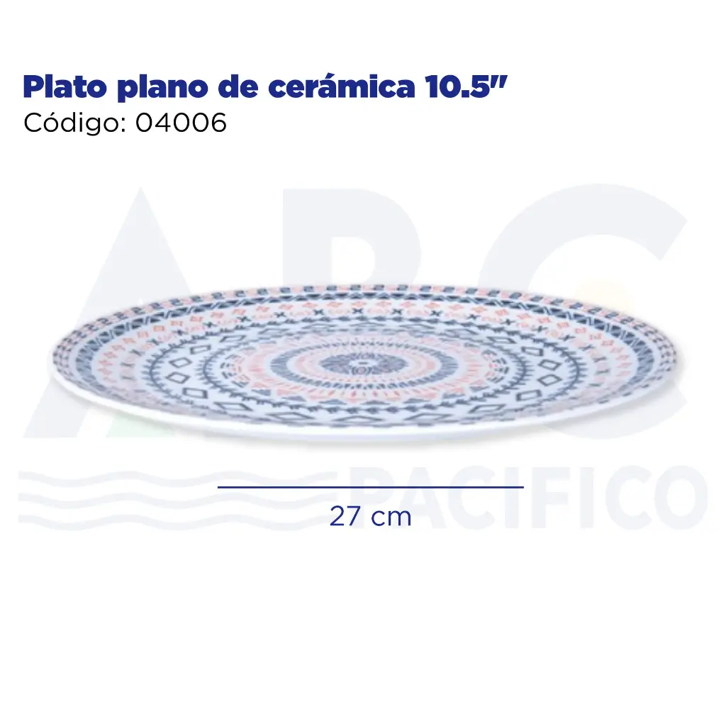 Plato plano de cerámica 10.5"