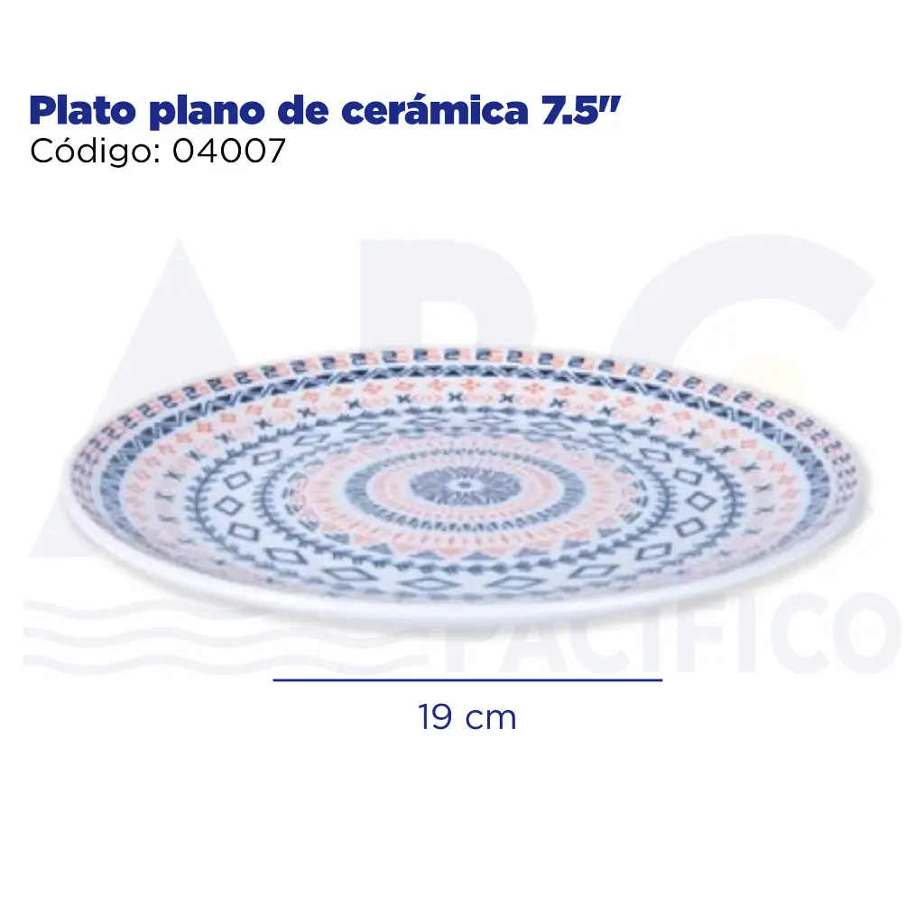 Plato plano de cerámica 7.5"