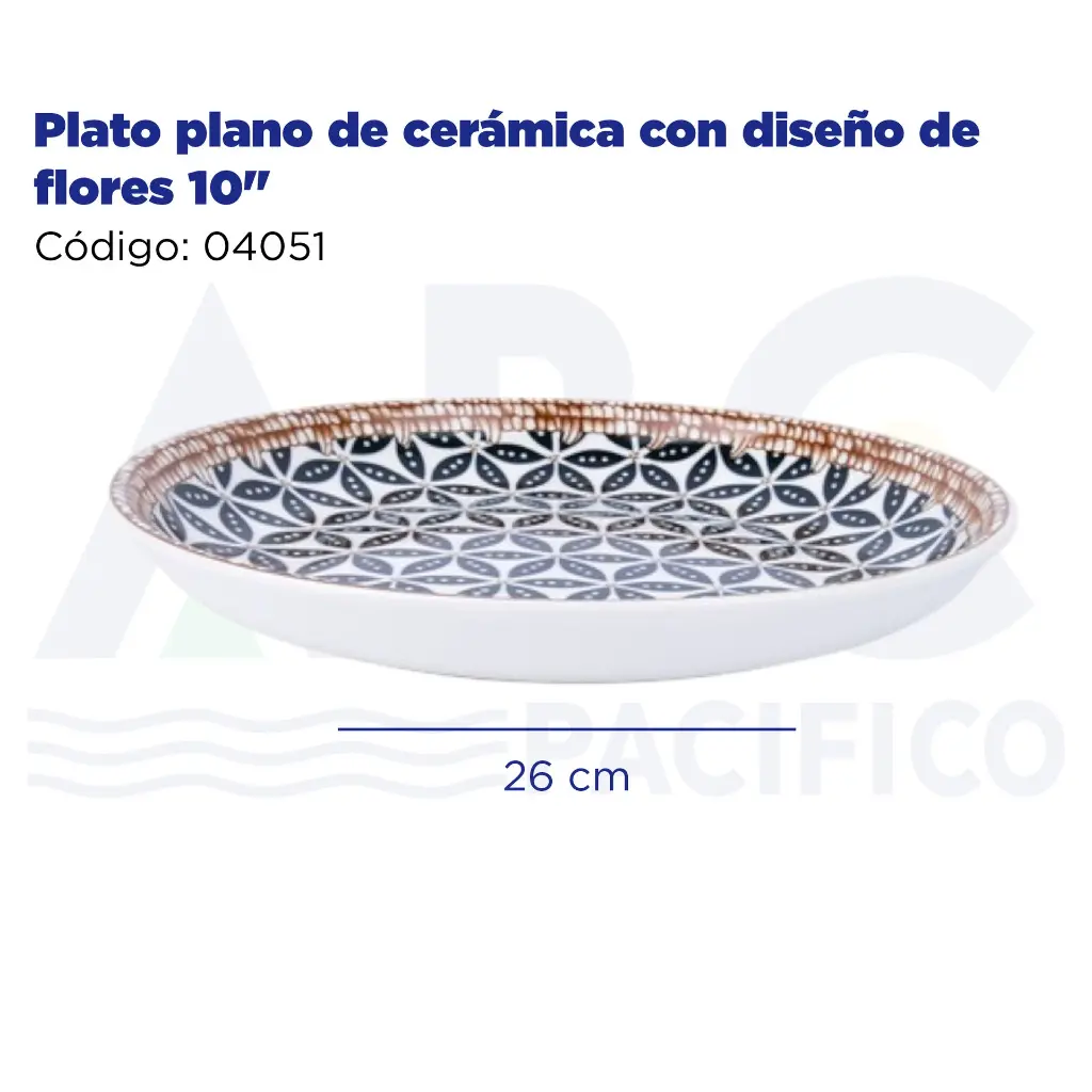 Plato de cerámica para fruta con diseño de flores 10"