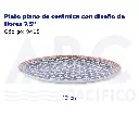 Plato plano de cerámica con diseño de flores 7.5"