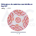 Plato plano de cerámica con detalle en flor 7.5"