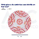 Plato plano de cerámica con detalle en flor 10.5"