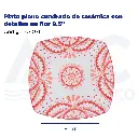 Plato plano cuadrado de cerámica con detalles en flor 8.5"