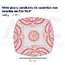 Plato plano cuadrado de cerámica con detalles en flor 10.5"