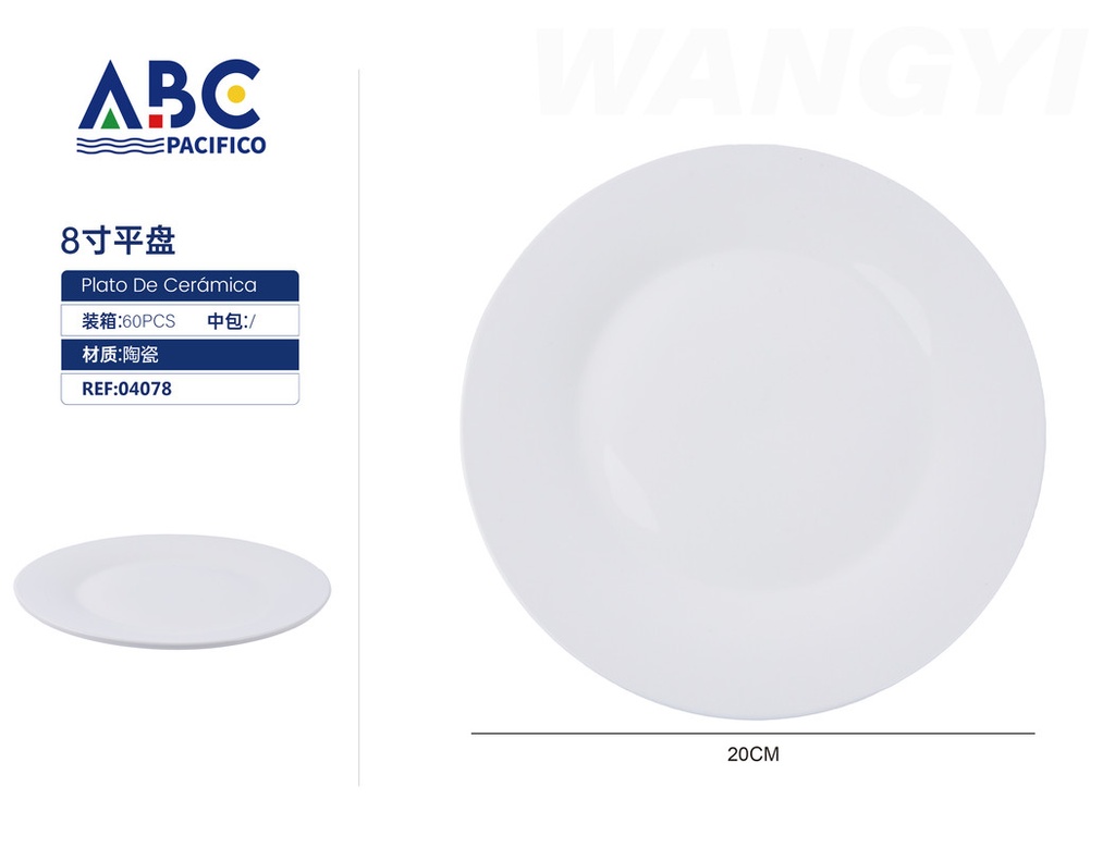 plato plano blanco de 8"