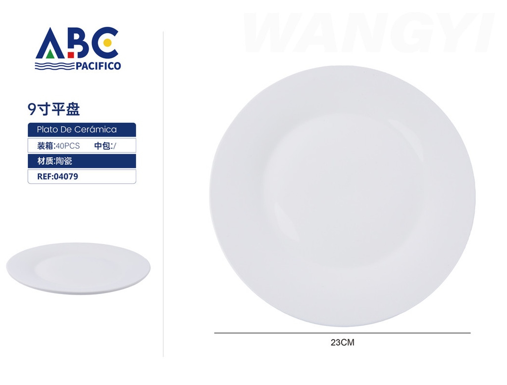 plato plano blanco de 9"