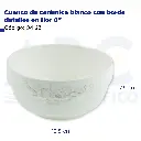 Cuenco de cerámica blanco con borde detalles en flor 6"
