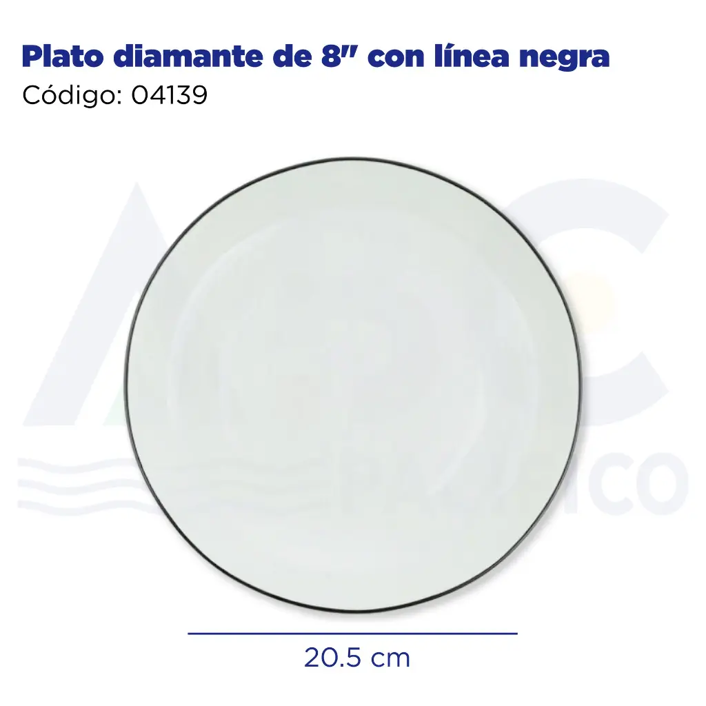 Plato diamante de 8" con línea negra
