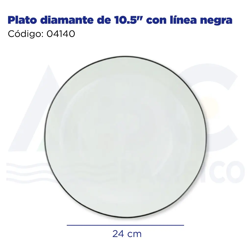 Plato diamante de 10.5" con línea negra