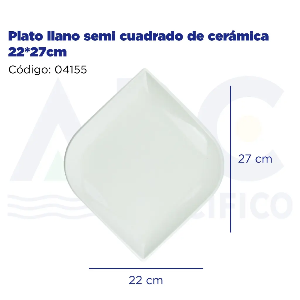 Plato llano semi cuadrado de cerámica 22*27cm