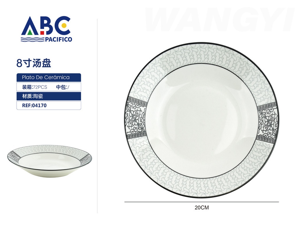 Plato hondo para sopa diseño de formas en el borde 8"