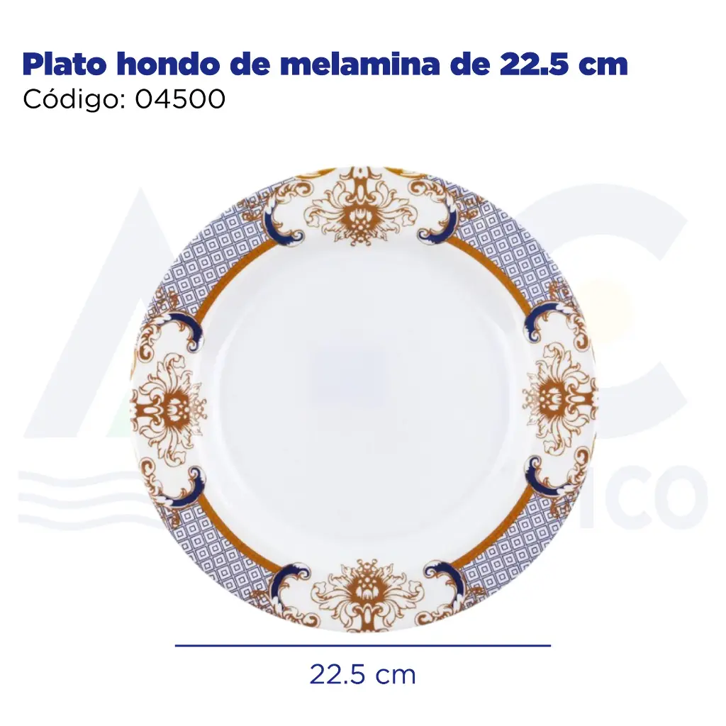 [04500] Plato hondo de melamina de 22.5 cm