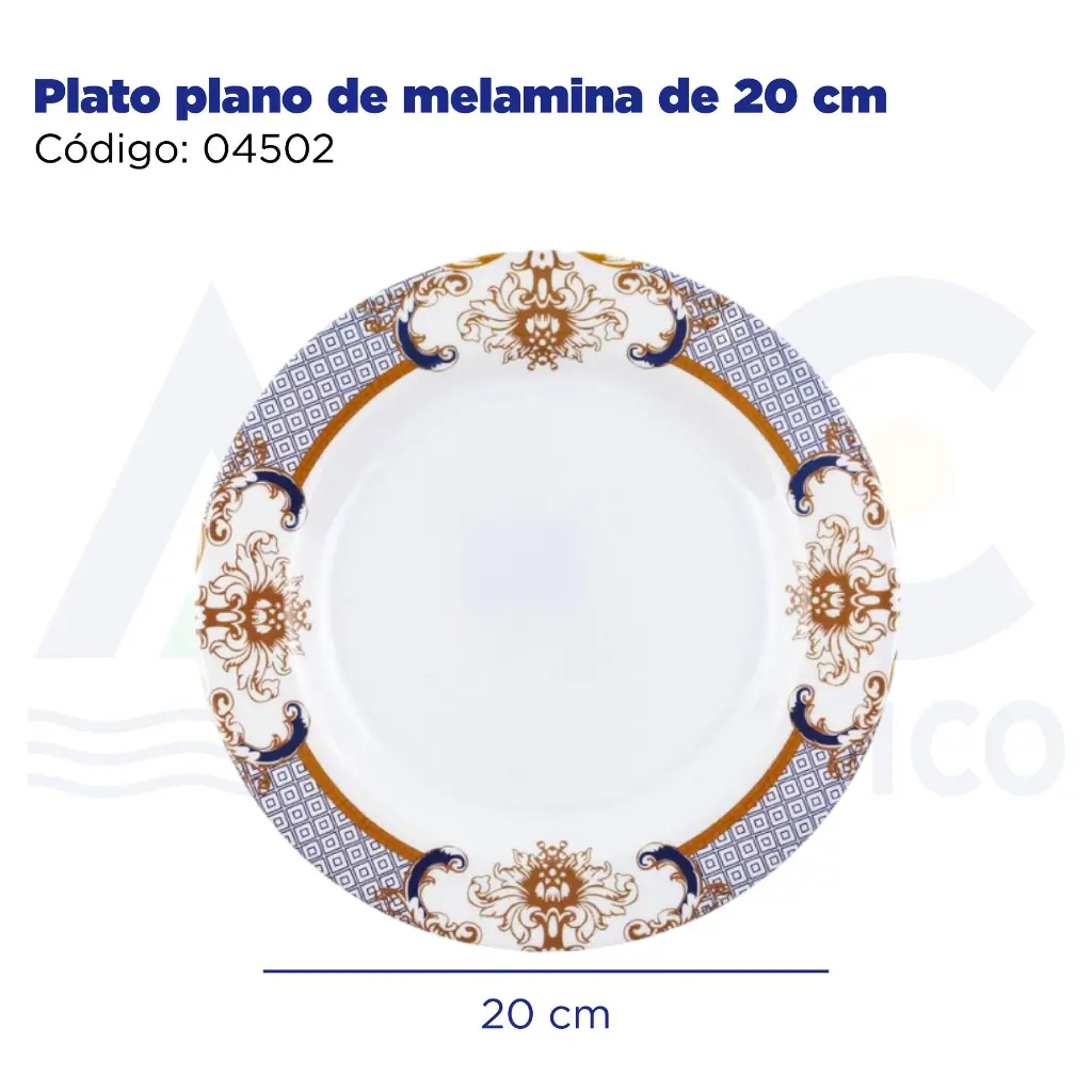 [04502] Plato plano de melamina de 20 cm