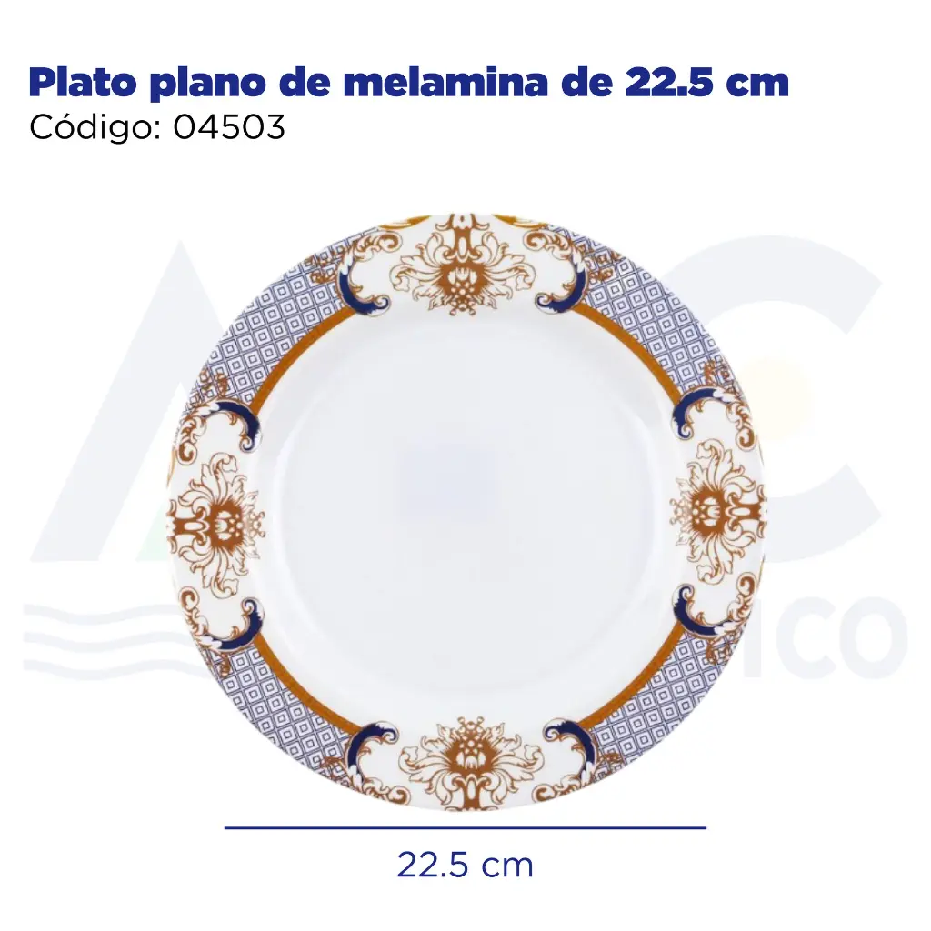 [04503] Plato plano de melamina de 22.5 cm